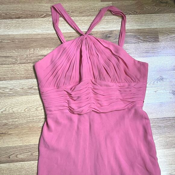 Vintage Y2K Anne Klein Plus Size 16 Silk Halter Dress Soft Powder Pink Ruched - Picture 9 of 11